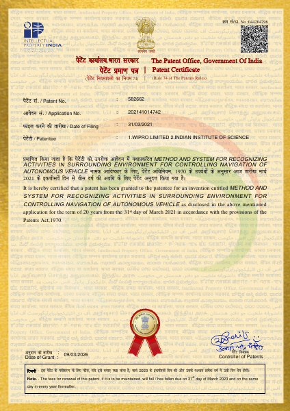 Patent Certificate 202141014742